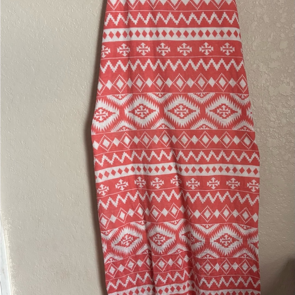 Love in love Coral and White Patterned Maxi dress size small
